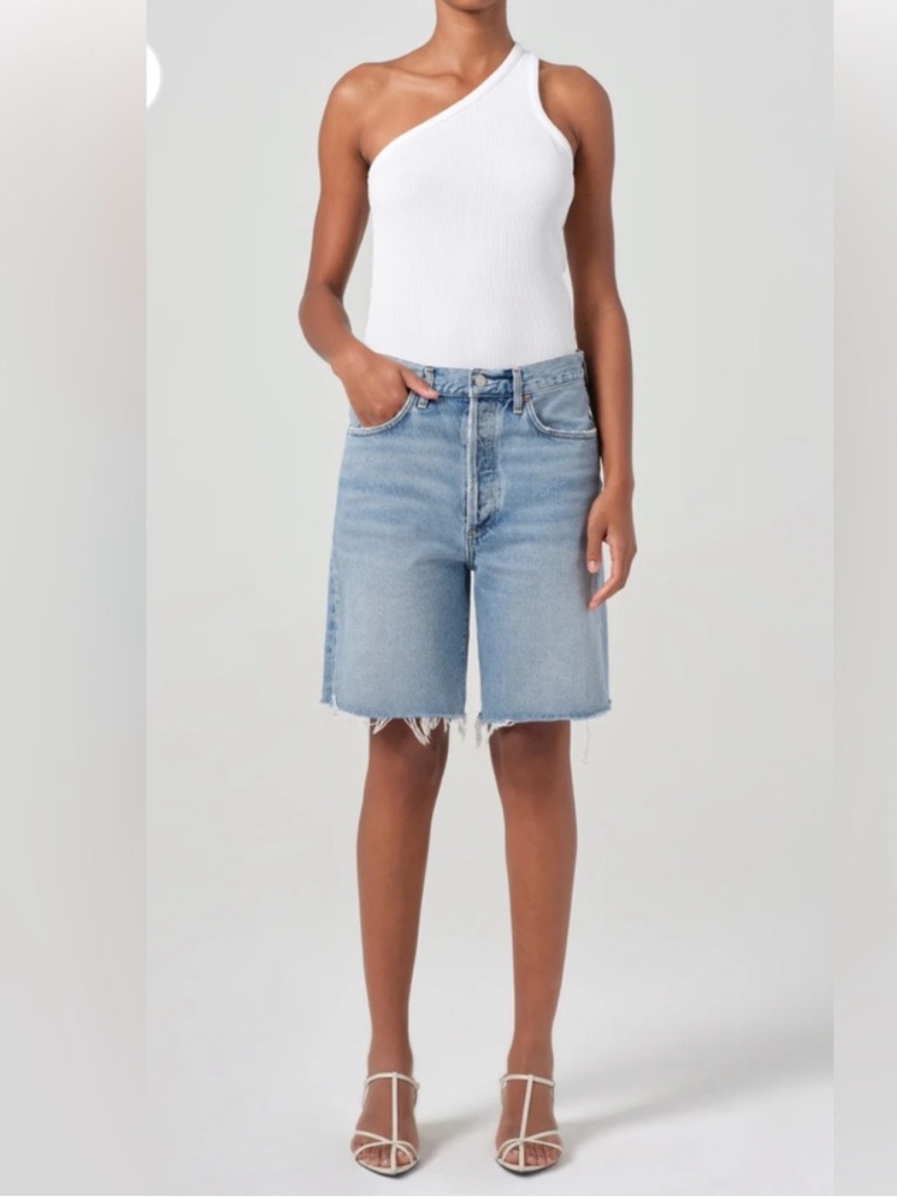 AGOLDE 90’s long shorts Bermuda 27 denim light wash - Picture 3 of 11